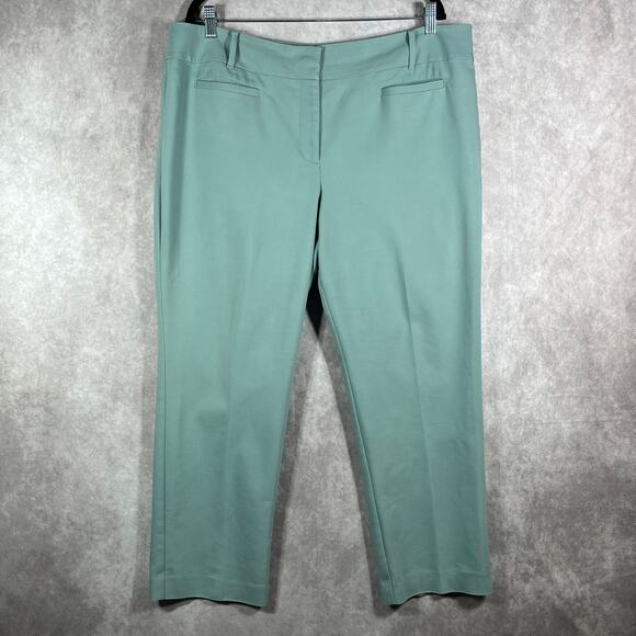 Ann Taylor Signature Dress Pants Womens 16 Green Trousers Tapered High Rise - Picture 1 of 9